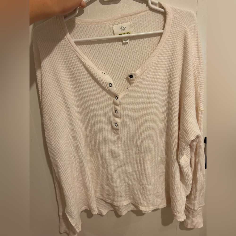 Aerie “henley” waffle knit long sleeve top